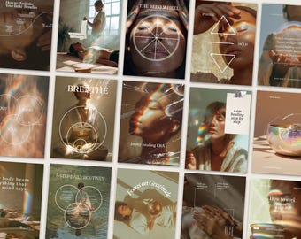 515 Healing Instagram | CanvaTemplates| Spiritual Coach Reiki Chakra Tarot Crystal Posts | Holistic Wellness Social Media Stories Carousels