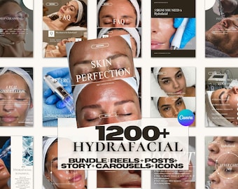 1200 Hydrafacial Instagram Templates |  hydrafacial branding - Before After Skincare Canva Medspa Esthetician | Medspa Aesthetic