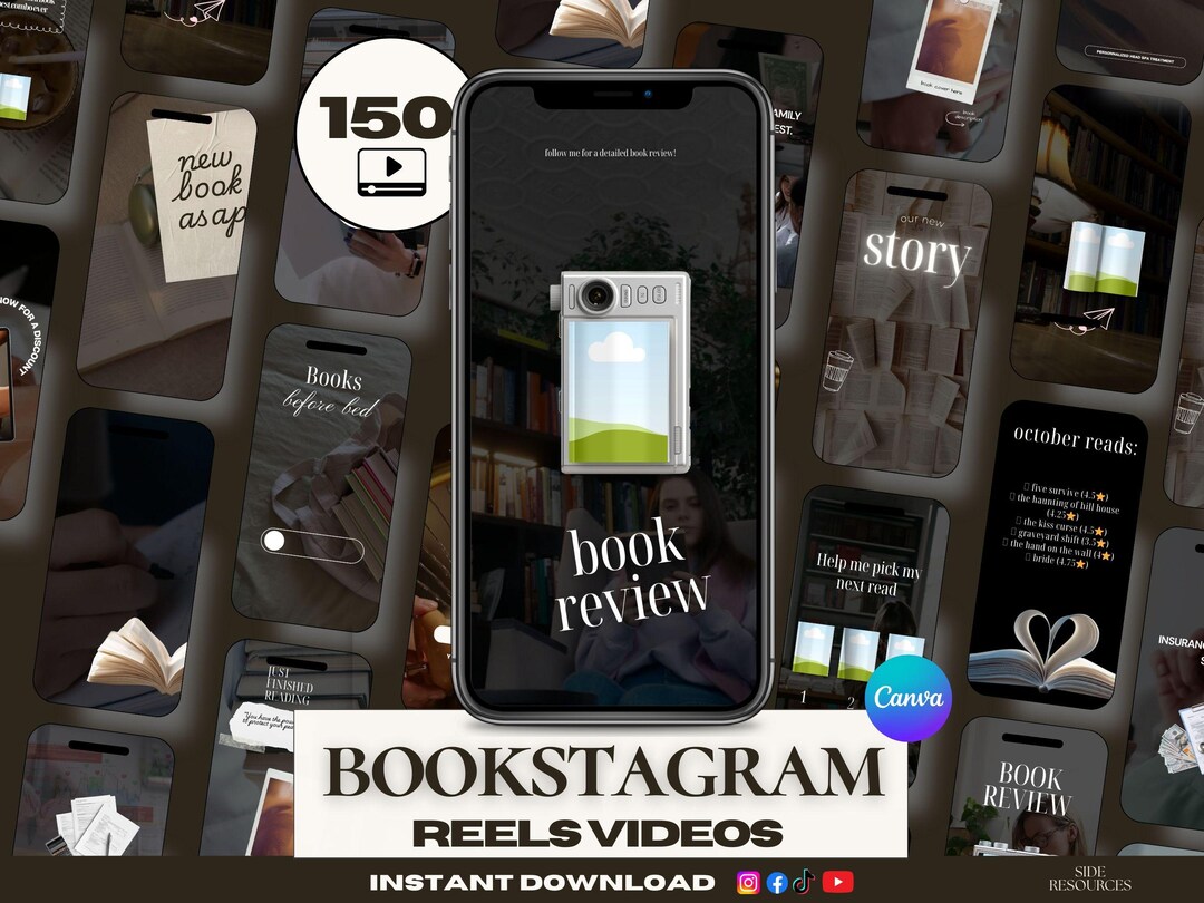 Bookstagram Faceless Reels 150 Canva | Booktok Aesthetic Templates Book Lovers | Instagram ...