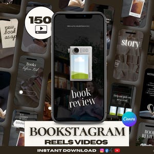 Bookstagram Faceless Reels 150 Canva | BookTok Aesthetic Templates Book Lovers | Instagram TikTok Social Media Posts Stories