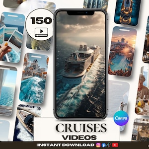 Cruise Vacation Faceless Videos 150 Canva | Girlstrip Cruise Travel Agent Reels | Family Friendly Cruise Ship Instagram Social Media TikTok