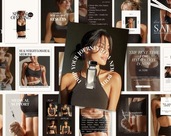 GLP-1 Semaglutid Instagram Templates | 574 Canva Black Edition | Sema Glutide Tirzepatide Medspa Bundle | Weight Loss Clinic Posts