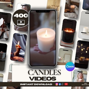 400 Candles videos - candle Instagram- Holistic social media- wax business template- candle home made- canva templates- candle maker reels