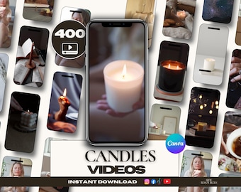 400 Candles videos - candle Instagram- Holistic social media- wax business template- candle home made- canva templates- candle maker reels