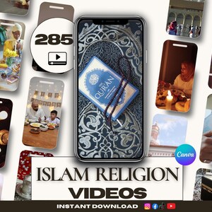 Islam Religion Instagram 285 Canva Video Templates | Muslim Social Media Reels | Islamic Faith Ceremony Faceless Posts Stories TikTok