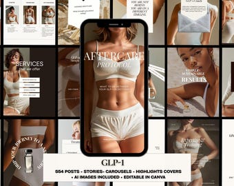 Semaglutid GLP-1 Instagram Templates | 554 Sema Glutide Black Edition Canva | Tirzepatide Medspa Aesthetics | Nurse Injector Posts