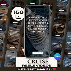150 Cruise Vacation Reels With Text | Girlstrip Cruise & Family Friendly Cruise Tripping | Travel Agent Instagram Canva | Girlstrip Cruise