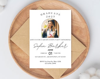 EDITABLE Minimalist Photo Graduation Invitation