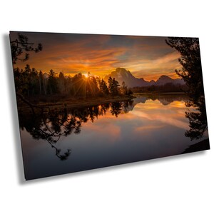Oxbow Bend Herbst Sonnenuntergang | Grand Teton Nationalpark | Wyoming | Sonnenaufgang | Fluss | Drucken | Keilrahmen | Metall | Acryl