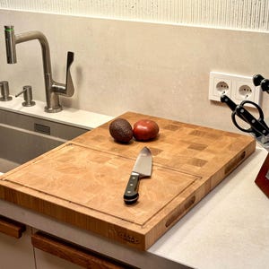 Handmade oak end-grain cutting board