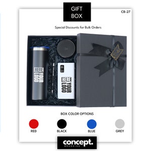 Corporate New Year Gift Box with Thermos and Charger, Portable Charger Gift Box, Company Client New Year Gift Box, Premium Business Gift Box