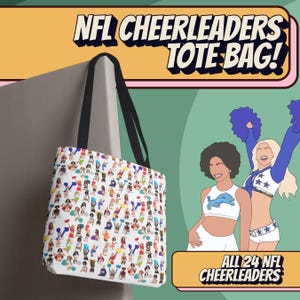 NFL Cheerleaders Hand gezeichnete Karikatur - Tragetasche - Sport Fan Geschenk, Cheer Squad Accessoires, Spieltag Geldbörse, Football Team Bekleidung, NFL GEAR