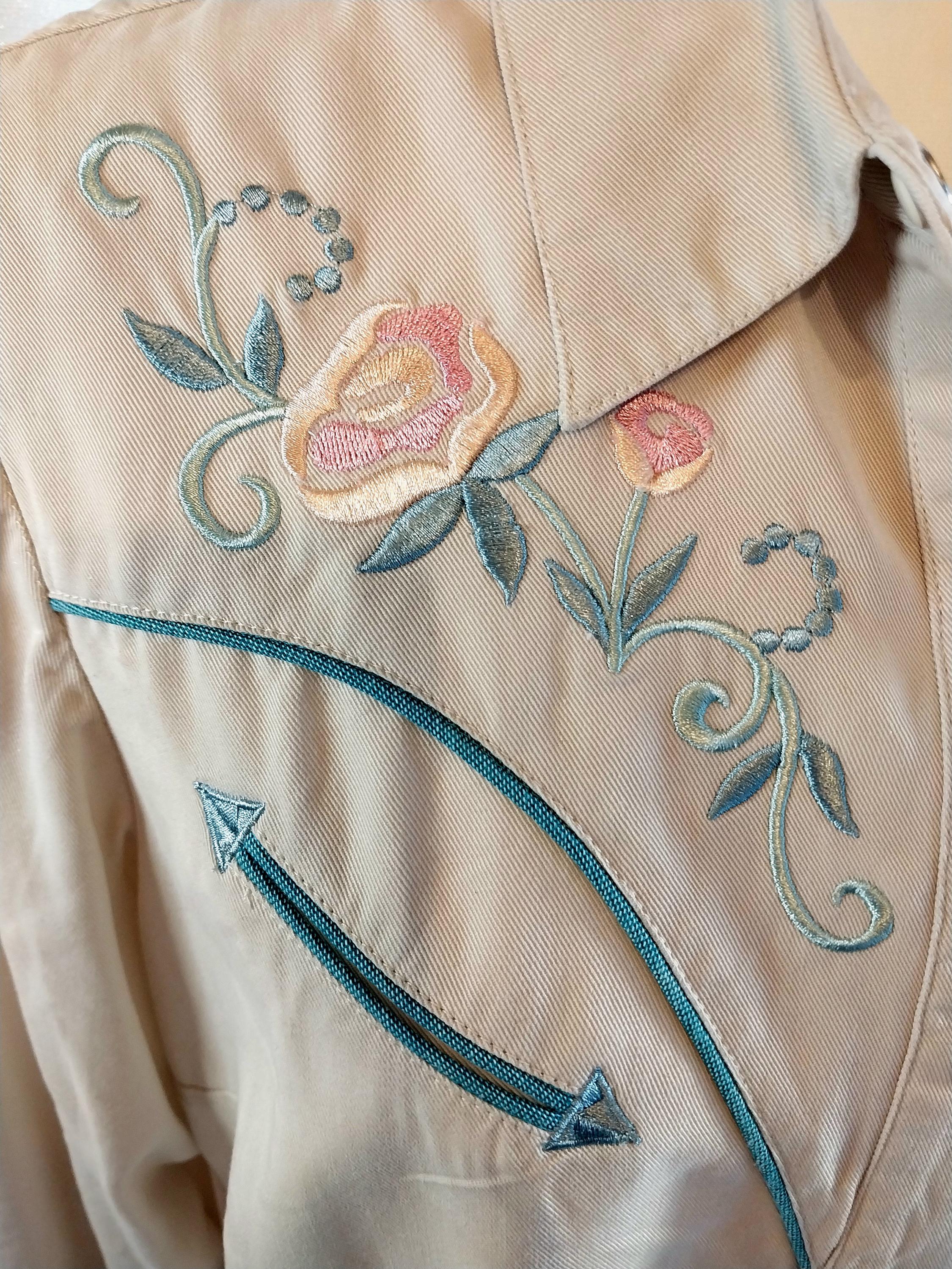 Rose Color Ropers Vintage Cream Roper Blouse, Embroidered Roses, Size M - Etsy