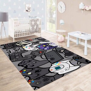 Game Console Rug, Gamer rug, Controller Rug, Game Room Rug, Gamer Room Rug, Gamer gifts, Game Room Decor, Washable Rug, Custom rug