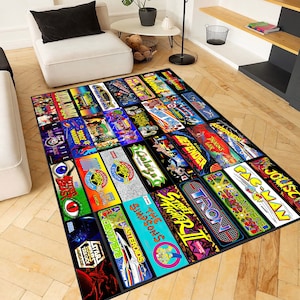 Retro Games Rug,Game Rug,Gaming Rug,Colorful Rug,Play Room Rug, Game Decor, Custom Rug,Retro Gaming,Arcade Game Rug, Area Rug, Gaming Gifts