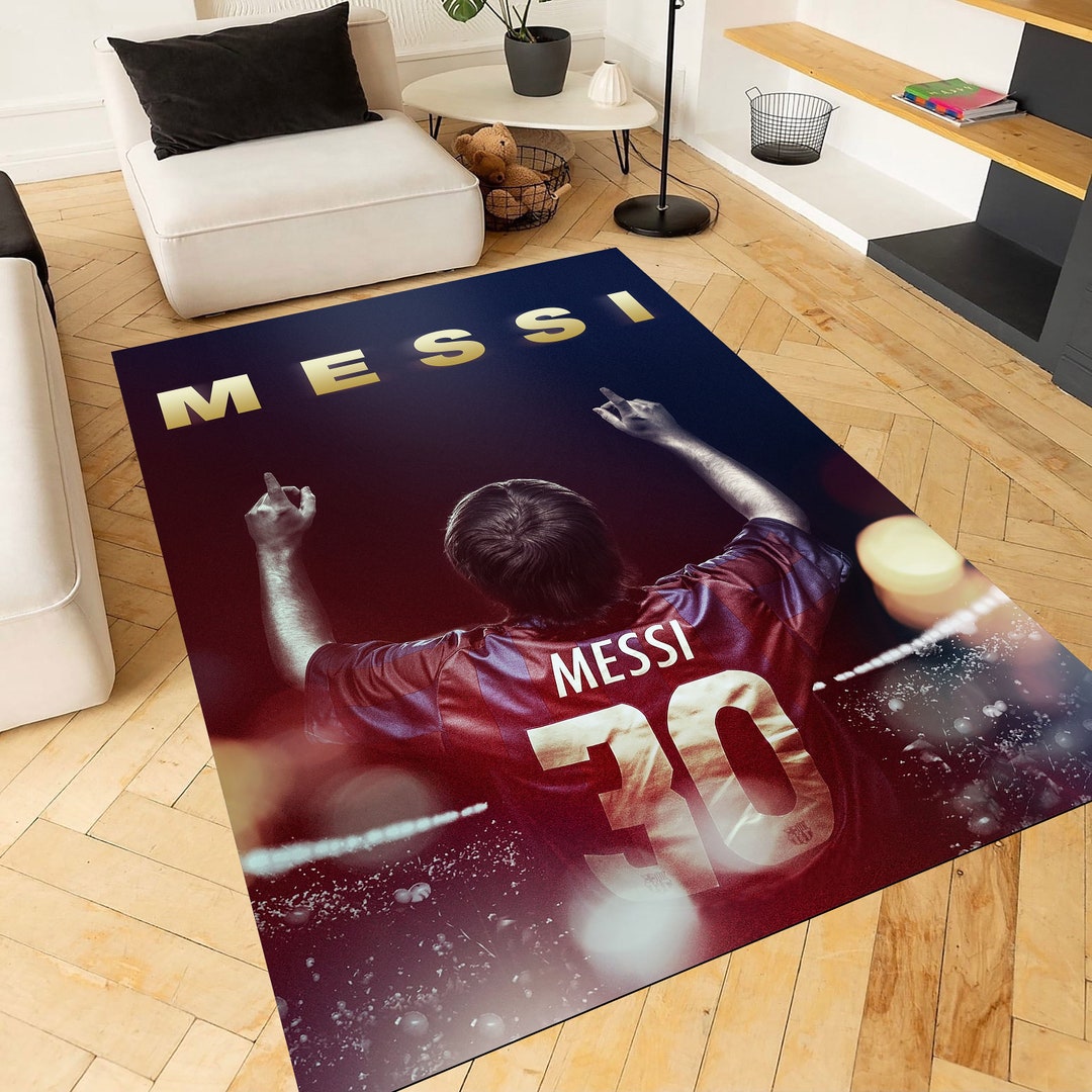 Lionel Messi Rug, Football Rug, Sports Mat, World Cup Rug, GOAT Rug ...