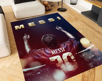 Lionel Messi Rug, Football Rug, Sports Mat, World Cup Rug, GOAT Rug, Personalized Rug, Printed Rug, Messi Rug, Barcelona Rug, Washable Rug