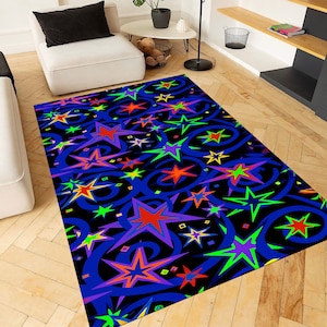 Arcade Stars Rug, Bowling Alley Carpet, Arcade Bar Carpet, Retro Rug, Arcade Bar Rug, Arcade Rug, 80s Rug, Retro Arcade