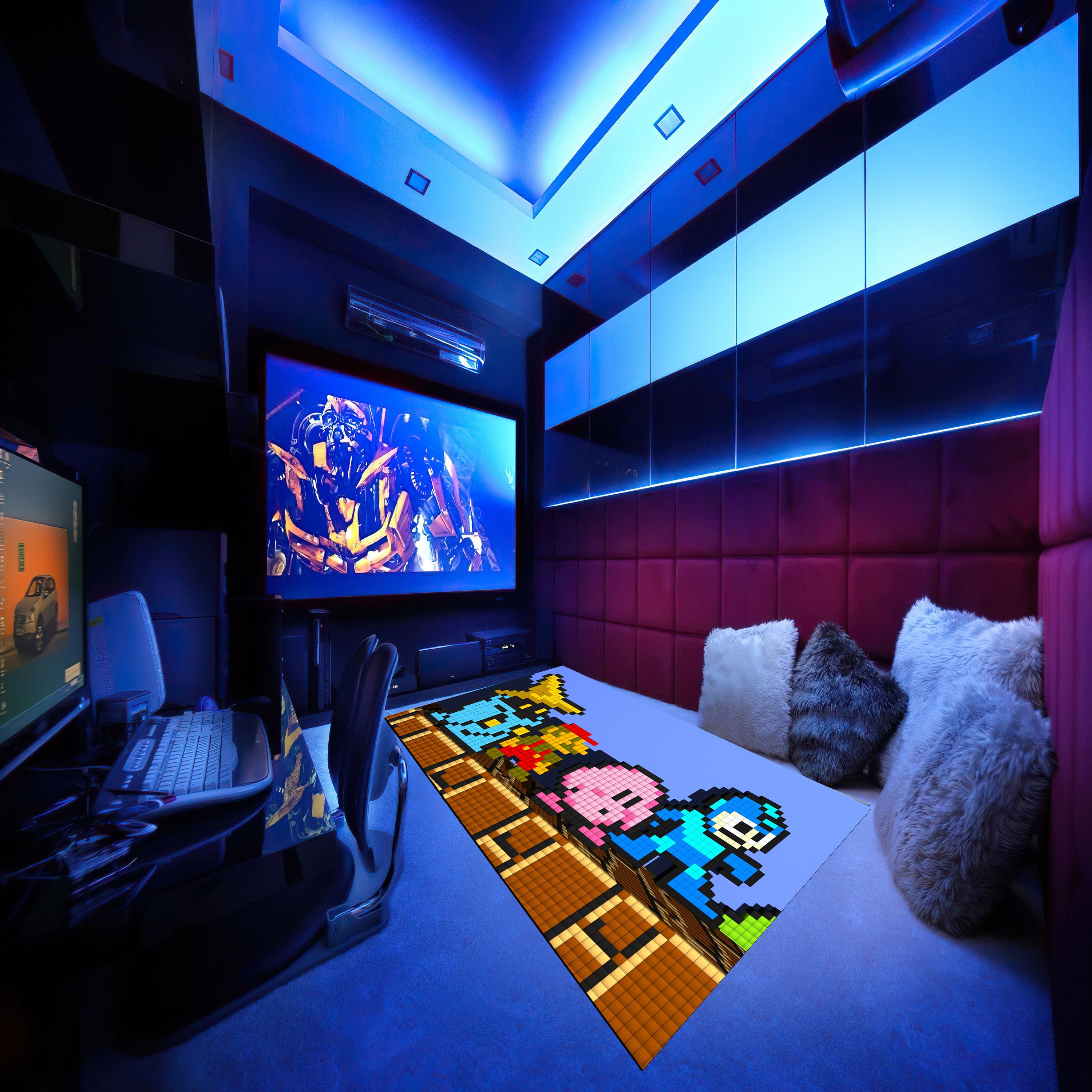 Pixel Monster Rug Pixel Art Rug, Universe Rug, Space Rug, Living Room Rugs, Modern Art ...