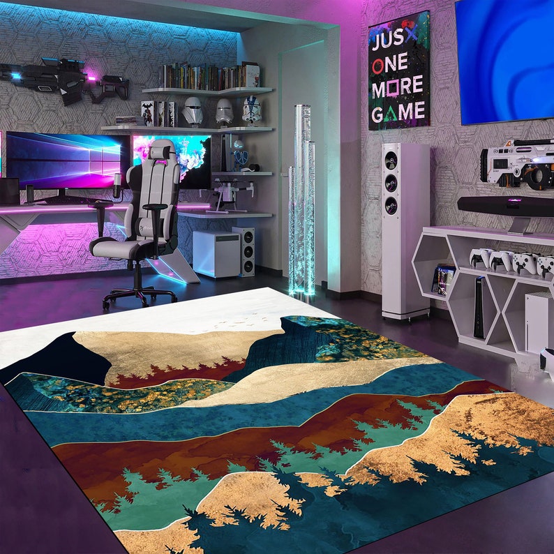Abstract Mountain Rugs, Mountain Rugs, Contemporary Rugs, Landscape Rugs, Classic Rug, Colorful Rug, Round Rug, Office Rug, Popular Rug, image 3
