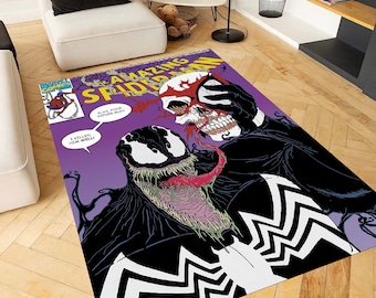 Alfombra de Spiderman, alfombra de Venom, alfombra de Spiderman increíble, alfombra de revista Marvel, alfombra de área, alfombra de sala de estar, alfombra de decoración del hogar, alfombra de ventilador, alfombra de habitación para niños, regalo para él