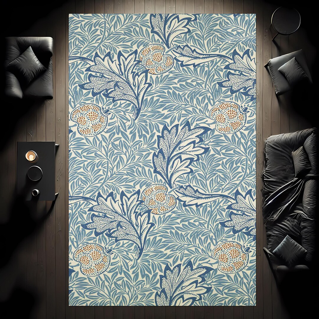 William Morris Artsy Scetch Area Rug-victorian Floral Area Rug-green ...