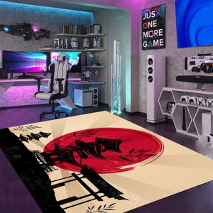 Tappeto giapponese, tappeto di design, tappeto per bambine, tappeto da gioco per bambine, tappeto moderno, tappeto decorativo per la casa, tappeto rosso, tappeto per il soggiorno, tappeto decorativo, tappeto a tema giapponese immagine 2