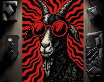 Baphomet Rug, Goat Rug, Black Phillip Rug, Satan Rug, Gothic Devil Rug for Gothic Room, Custom Rug, Popular Rug, Living Room