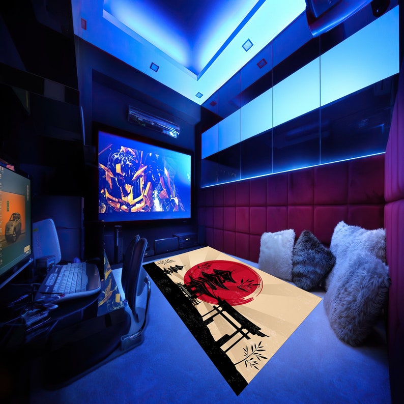 Tappeto giapponese, tappeto di design, tappeto per bambine, tappeto da gioco per bambine, tappeto moderno, tappeto decorativo per la casa, tappeto rosso, tappeto per il soggiorno, tappeto decorativo, tappeto a tema giapponese immagine 5