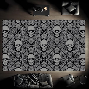Skull Rug, Dark Skull Rug | Boho Chic Skull Design Area Rug for Living Room & Bedroom Decor | Unique Halloween Home Accents,Christmas Gift
