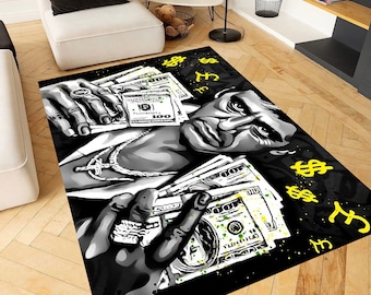 Scarface Rug, Tony Montana Rug, Movie Rug, Mafia Rug, Dollar Themed Rug, Living Room Rugs, Fan Rug, Gift Rug, Art Rug, Home Decor Carpet