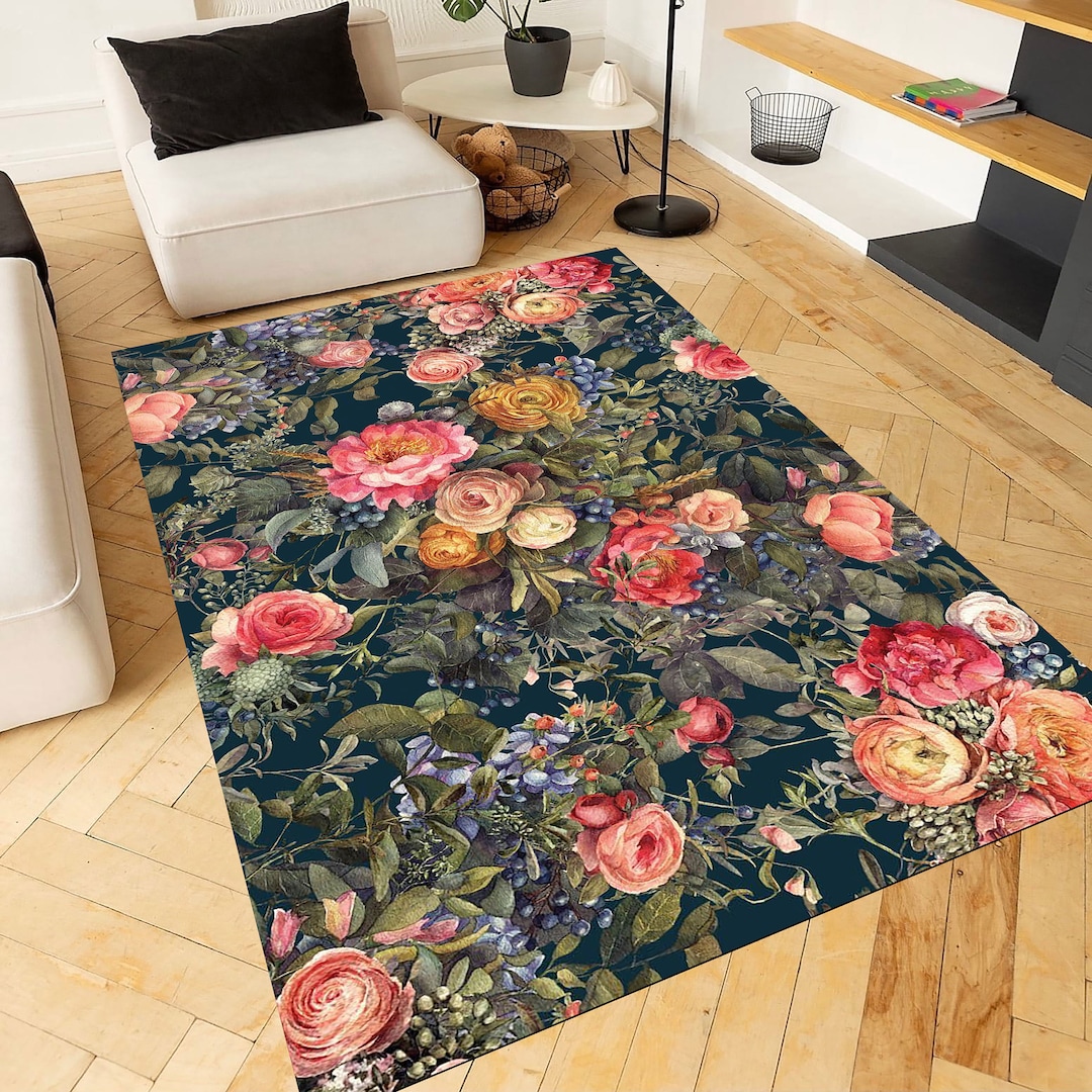 Flower Rug Pattern,flower Theme Carpet,flower Carpets,chic Room Decor ...
