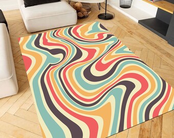 Colorful Rug, Abstract Watercolor Rug, Rainbow Carpet, Non Slip High Quality Rug, Home Decor, Rug for Living Room, Rainbow Area Rugs, Gift