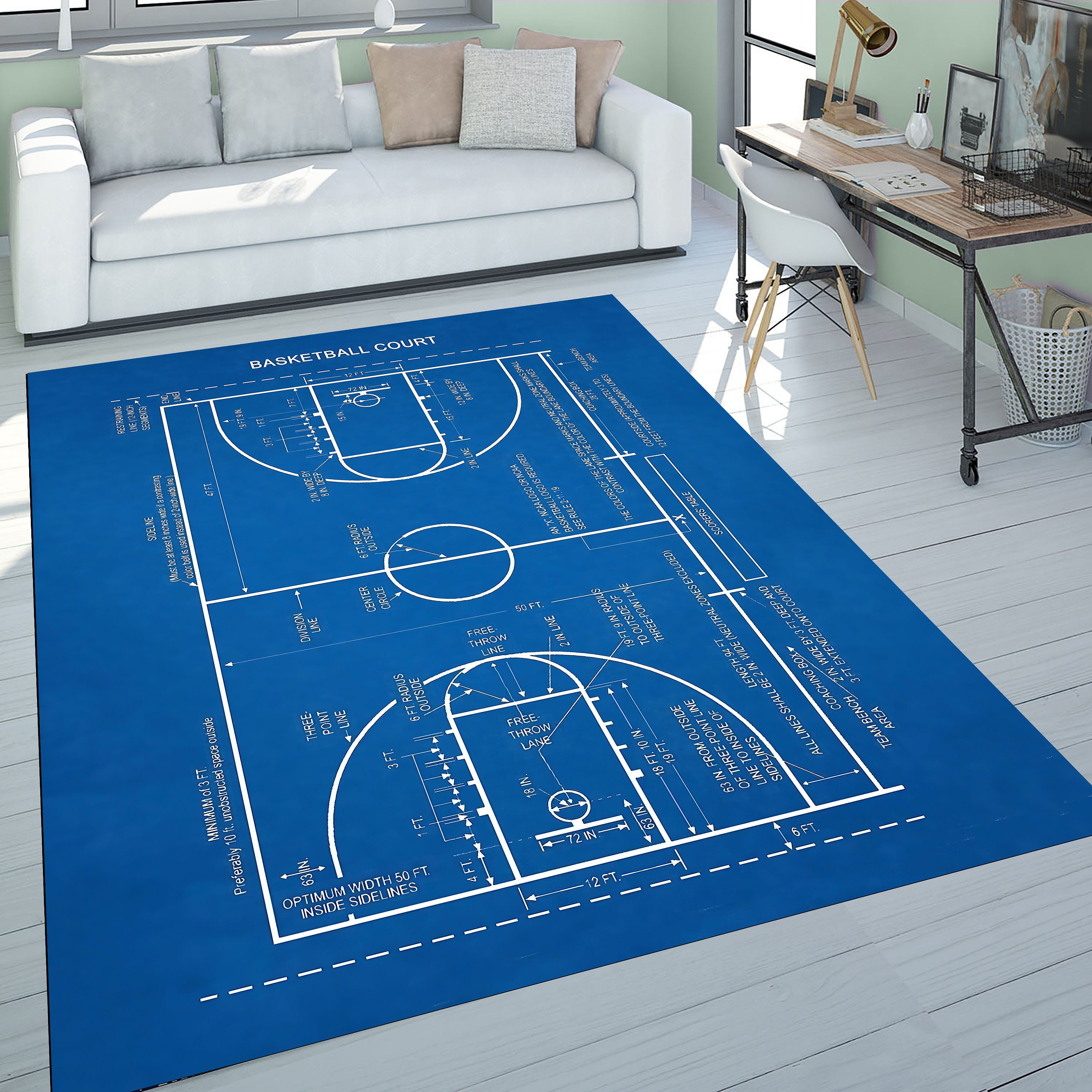 Basketball Court Rug, Basketball Rug, Sport Rug, Area Rug, Gift for Him ...