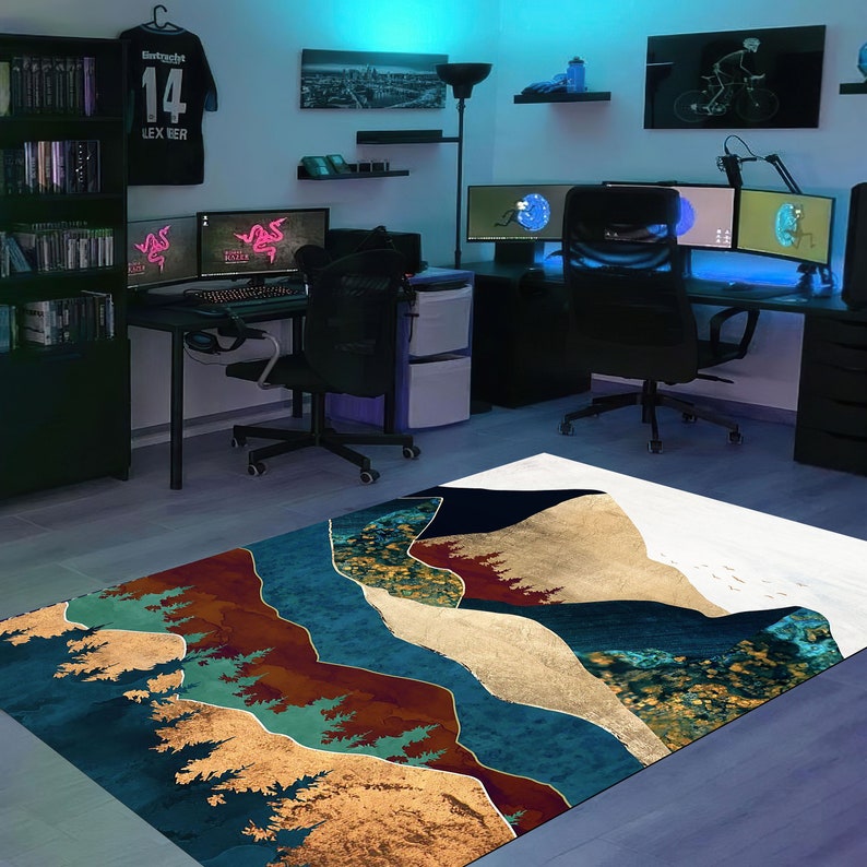 Abstract Mountain Rugs, Mountain Rugs, Contemporary Rugs, Landscape Rugs, Classic Rug, Colorful Rug, Round Rug, Office Rug, Popular Rug, image 2
