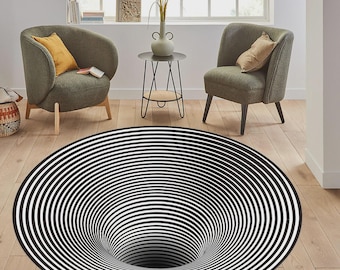 Optical Illusion Rug, Illusion Rug, Optical Illusion, Vortex Illusion Rug, 3D Effect, For Living Room Rug, Round Rug, Personalized Gifts