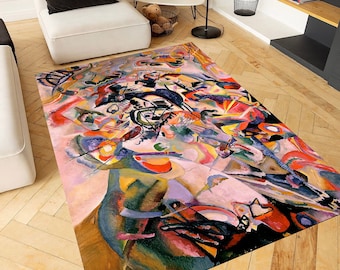 Colorful Rug, Abstract Oil Painting Rug, Rainbow Carpet, Non Slip High Quality Rug, Home Decor, Rug for Living Room, Rainbow Area Rugs, Gift