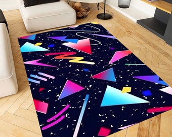 Retro Arcade Carpet, Colorful Trippy Area Rug, 80s 90s Accent Floor Mat, Game Room, Bowling Alley, Man Cave, Home Theater Decor, Gamer Gift