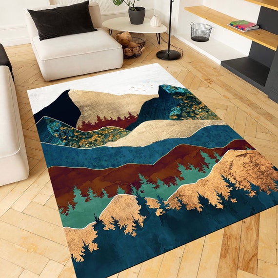 Abstract Mountain Rugs, Mountain Rugs, Contemporary Rugs, Landscape Rugs, Classic Rug, Colorful Rug, Round Rug, Office Rug, Popular Rug,
