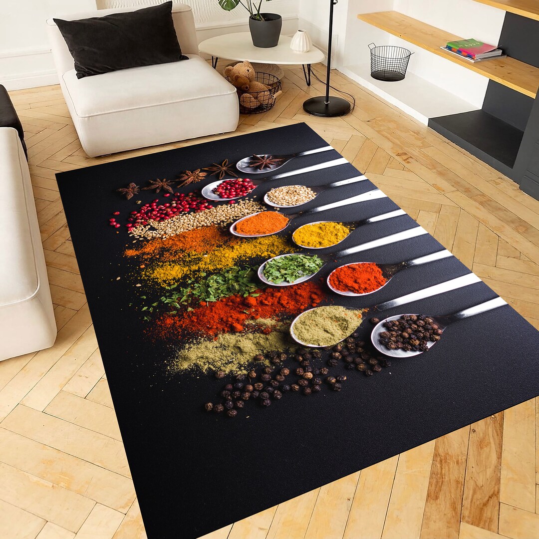 Spice Rug Kitchen Spices Rug, Design Kitchen Rug, Decorative Kitchen Rug, Spices ...