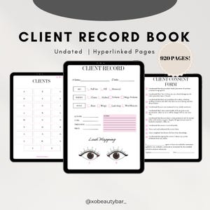 HYPERLINKED Digital lash client record book. Goodnotes Notability. 7 forms over 900 pages