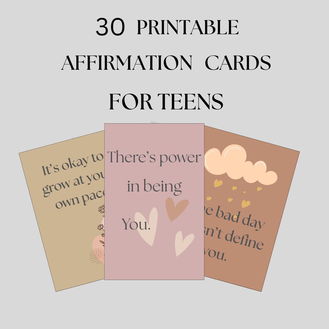 30 Positive Affirmation Cards for Teens PRINTABLE - Etsy