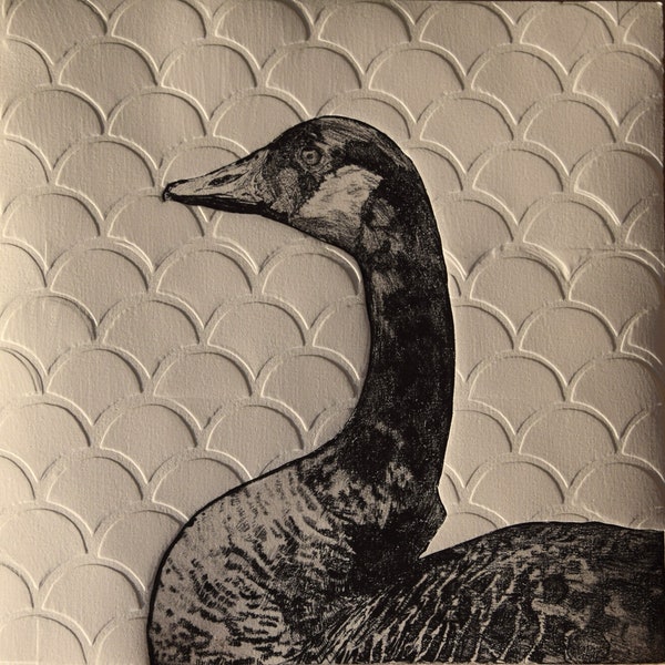 Goose Drypoint Print | Original Handprinted Artwork | Embossed Paper