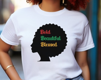 Camiseta de mujer negra, camiseta de madre, camiseta afroamericana, camiseta bendita, camiseta de mujer, camiseta gráfica, camiseta de melanina, magia de chica negra