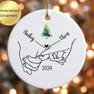 Custom Couple&#39;s Christmas Ornament, Personalized Couple Ornament, First Christmas Together Ornament, Engaged Couple Gift