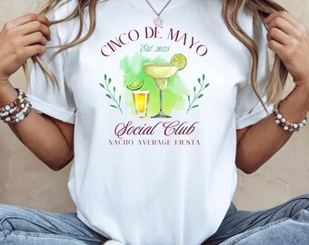 Camisa Cinco De Mayo Camisa Social Club, Camisa de Celebración del 5 de Mayo, Camiseta Cinco De Mayo, Camisa Fiesta Mexicana, Camiseta Nacho Average Fiesta