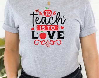 Camiseta Ensinar é Amar, Camiseta Coração de Professor, Presente para Professor, Presente de Ensino, Camiseta Educador, Presente de Formatura, Agradecimento ao Professor