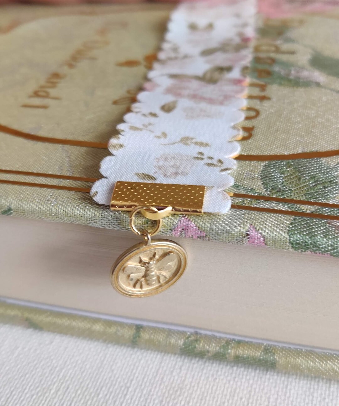 Bridgerton Inspired Ribbon Bookmark With Bee and Pearl | Bookish | Two ...