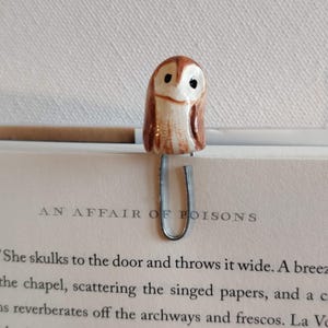 Clay Bookmark Paperclip Figurine | Barn Owl|  Cute |  Minimal | Bookish