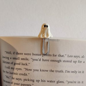 Clay Bookmark Paperclip Figurine | Ghost |  Cute |  Minimal | Bookish